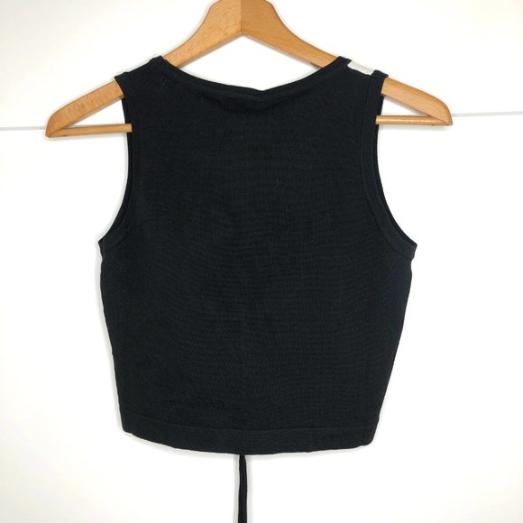 Womens Black and White Knit Crop Top Size L Large Cut Out Summer Light NWT - Picture 7 of 8